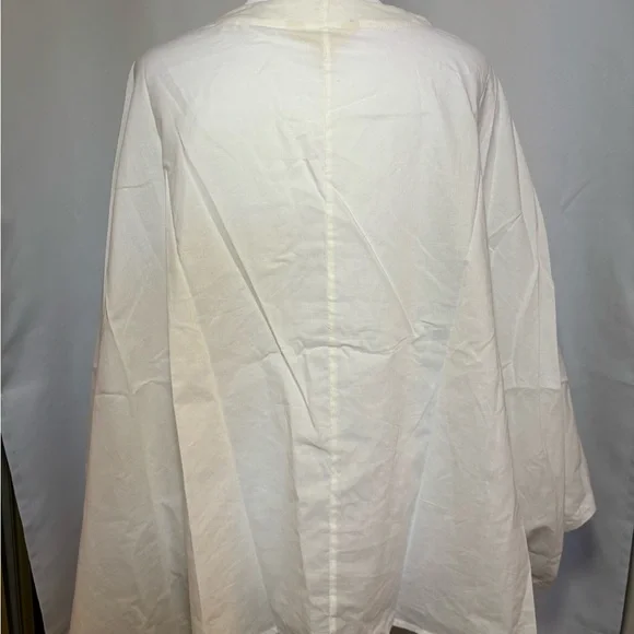 Adiva 1X Ivory & Blue Embroidered Kimono Sleeve Blouse Boho Statement Top - Picture 4 of 5